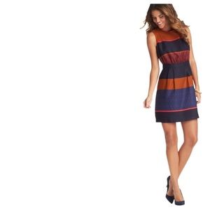 Orange and blue striped work dress